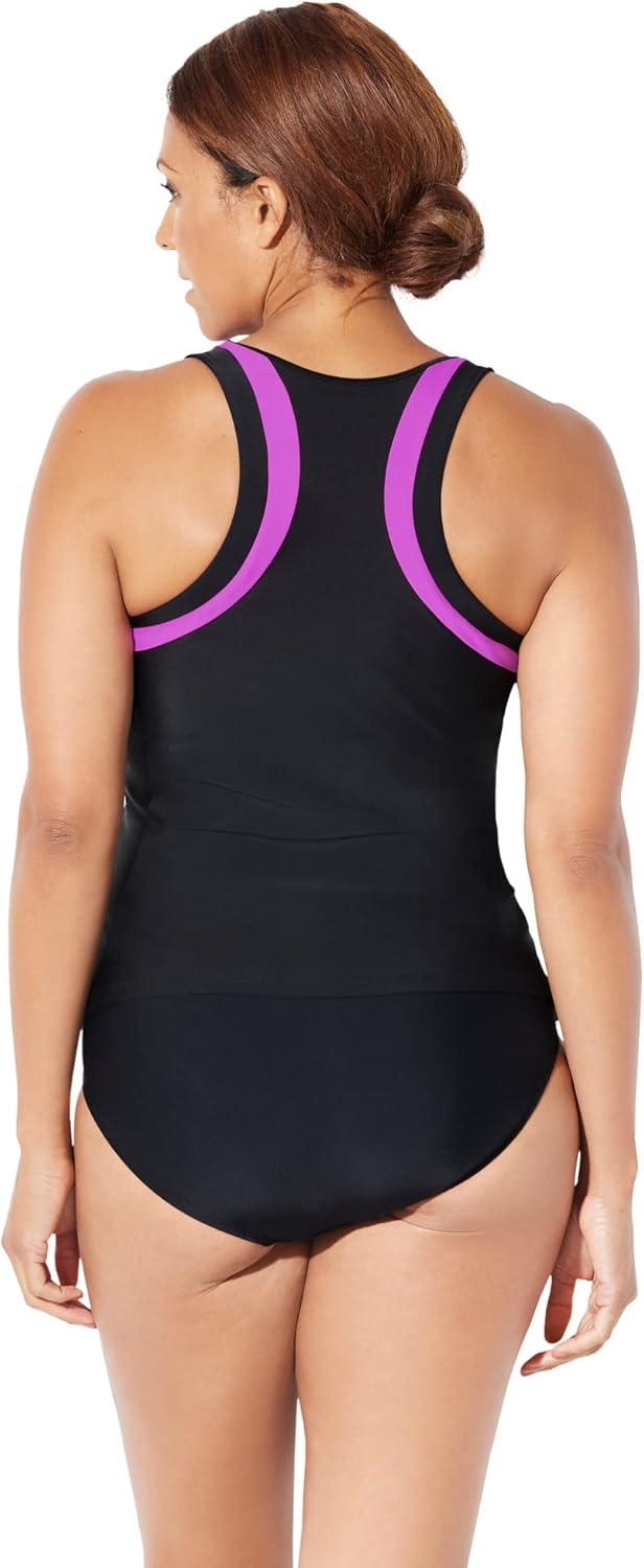 imageSwimsuits For All Chlorine Resistant High Neck Racerback Tankini SetFirework Black
