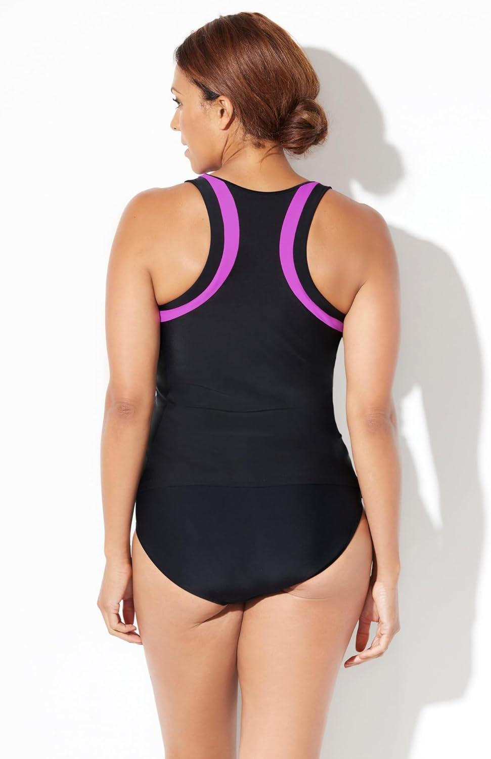 imageSwimsuits For All Chlorine Resistant High Neck Racerback Tankini SetFirework Black