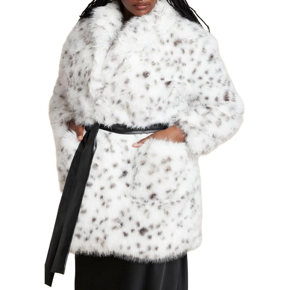 imageELOQUII Womens Plus Size Belted CoatSnow Leopard