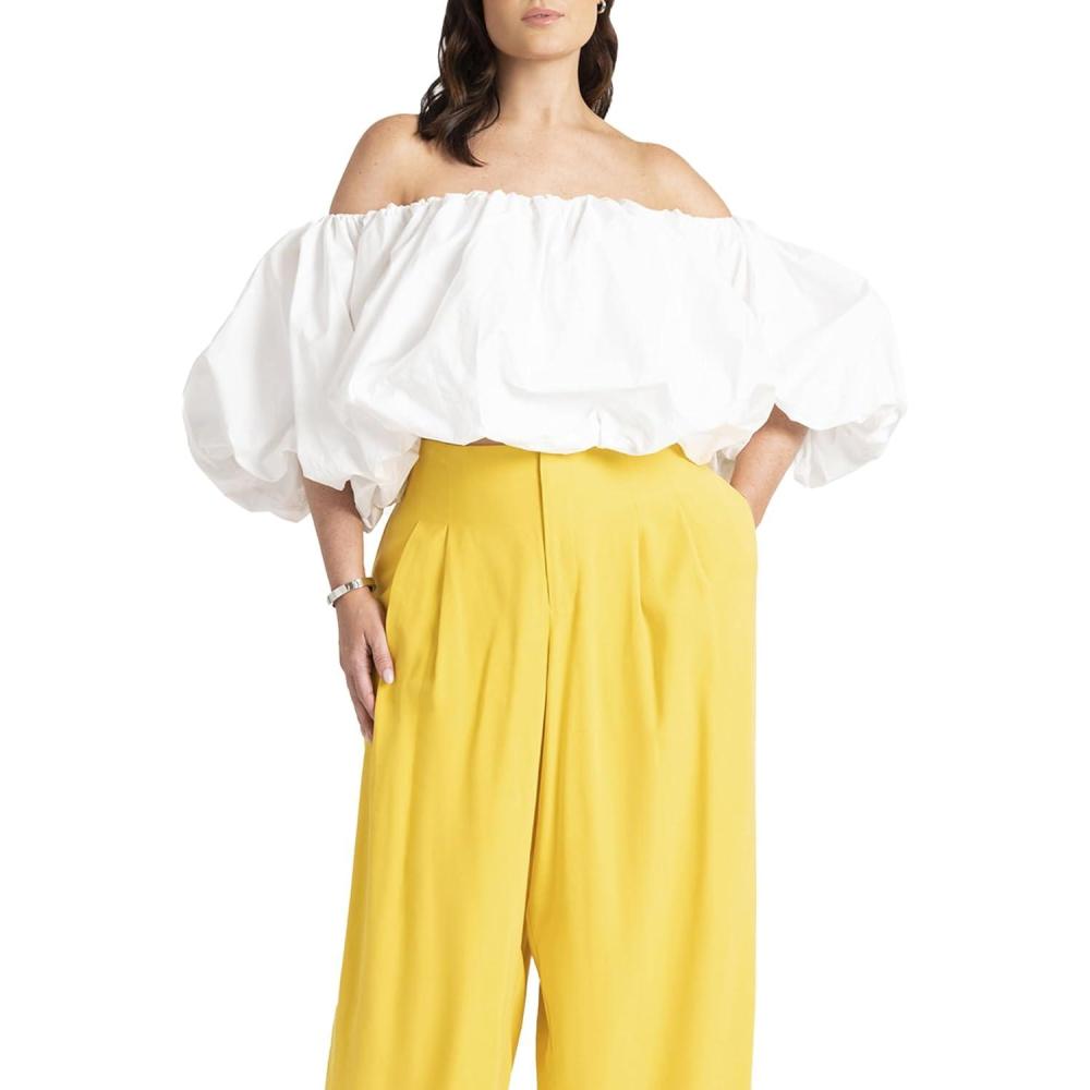 imageELOQUII Womens Plus Size Bubble TopPowder White