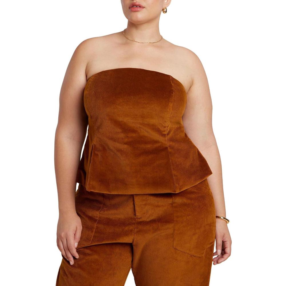 imageELOQUII Womens Plus Size Corduroy Peplum Bustier