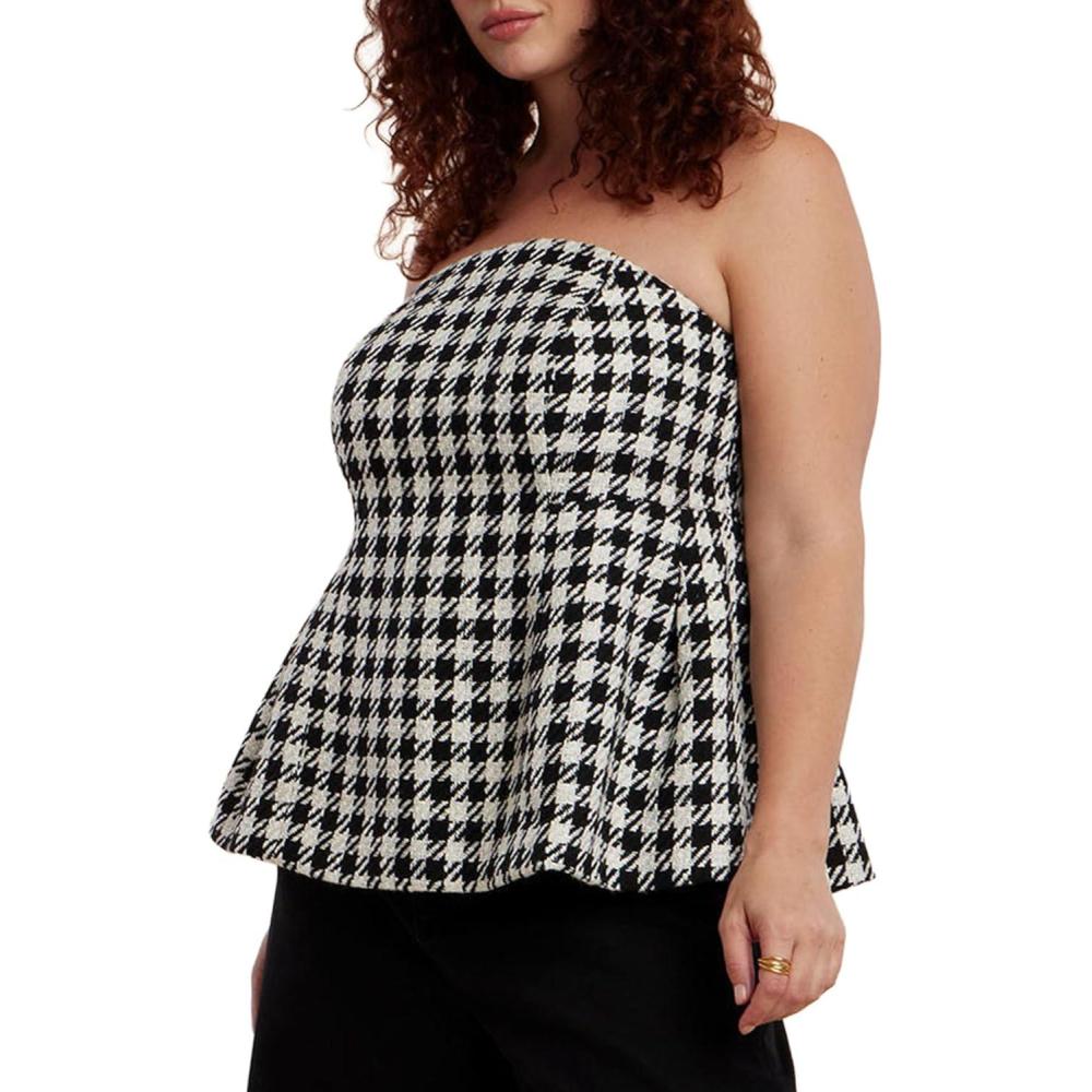 imageELOQUII Womens Plus Size Houndstooth BustierBlack White Houndstooth