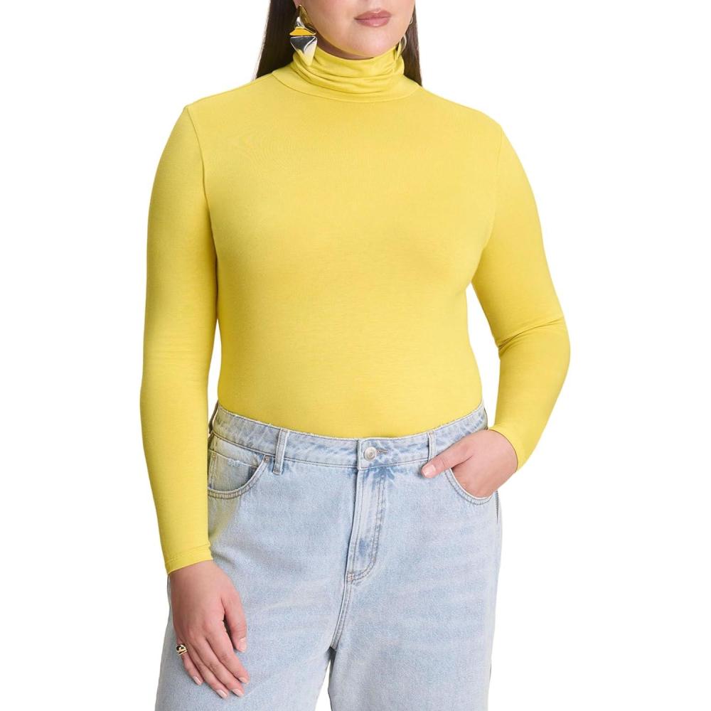 imageELOQUII Womens Plus Size Layering TurtleneckChartreuse