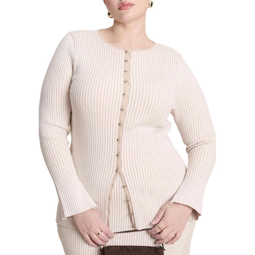 imageELOQUII Womens Plus Size Longline Button Up CardiganJet Stream