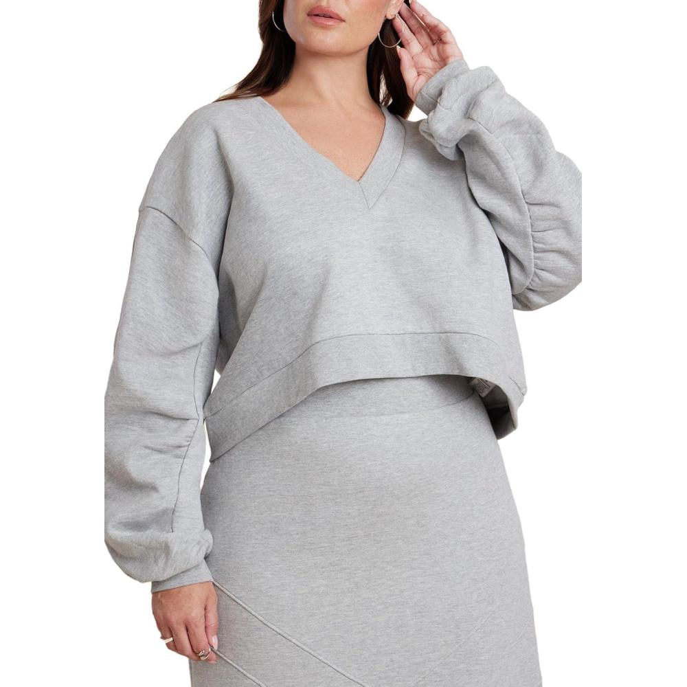 imageELOQUII Womens Plus Size Rounded Sleeve SweatshirtHeather Grey