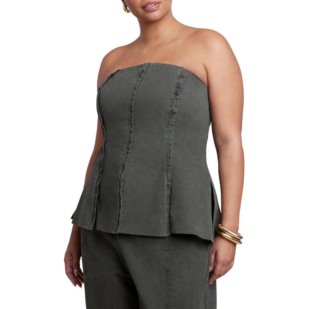 imageELOQUII Womens Plus Size Seam Detail Strapless TopBurnt Olive