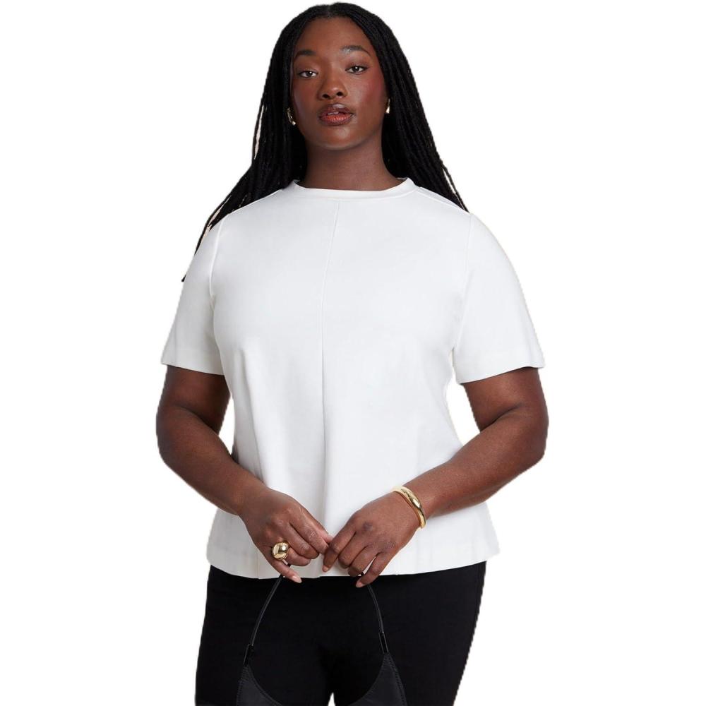 imageELOQUII Womens Plus Size Seamed Flared TopJet Stream