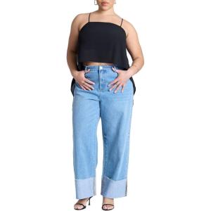 ELOQUII Women’s Plus Size Cascading Crop Top(Black)