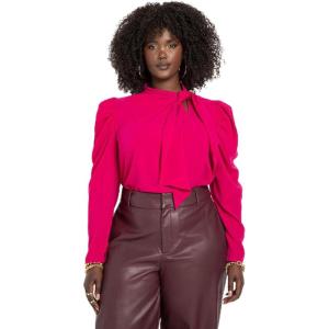 ELOQUII Women’s Plus Size Drape Front Blouse(Dark Pink)