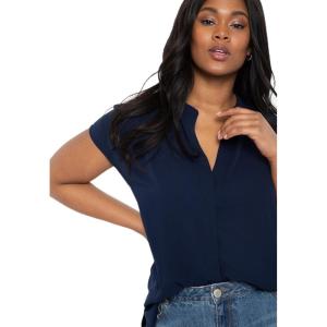 ELOQUII Women’s Plus Size Notch Collar Blouse(Laurel Green)
