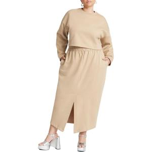 ELOQUII Women’s Plus Size Oversized Cropped Sweatshirt(Heather Grey)