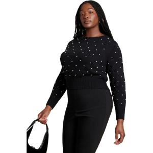 ELOQUII Women’s Plus Size Pearl Sweater(Black)