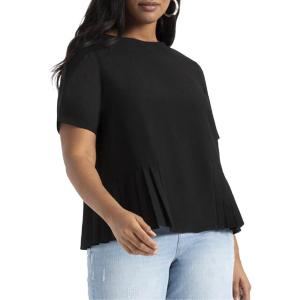 ELOQUII Women’s Plus Size Pleated Hem Top(Black)