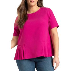 ELOQUII Women’s Plus Size Pleated Hem Top(Festival Fuchsia)