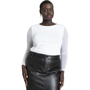 ELOQUII Women’s Plus Size Sheer Sleeve Tee(Blue Quartz)