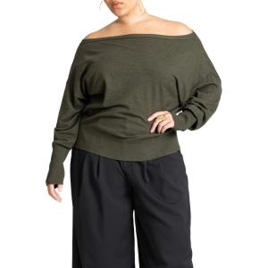 ELOQUII Women’s Plus Size Slouchy Sweater(Green Jacket Heather)