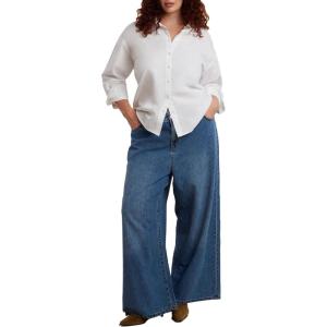 ELOQUII Women’s Plus Size Tie Back Button Up Top(Bright White)