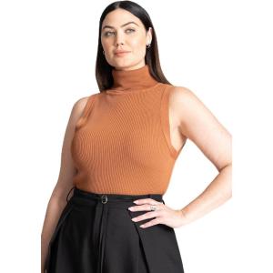 ELOQUII Women’s Plus Size Turtleneck Layering Sweater(Warm Chestnut)