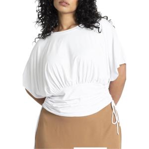 ELOQUII Women’s Plus Size wrap Sleeve Tee(White)