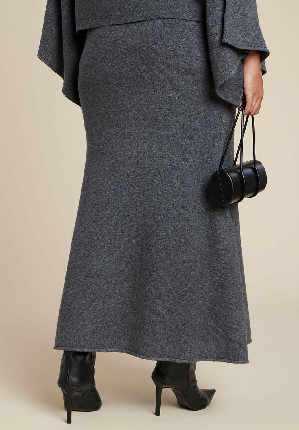 imageELOQUII Womens Plus Size Sweater Maxi SkirtDark Heather Grey