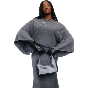 ELOQUII Women’s Plus Size Draped Cropped Sweater(Dark Heather Grey)